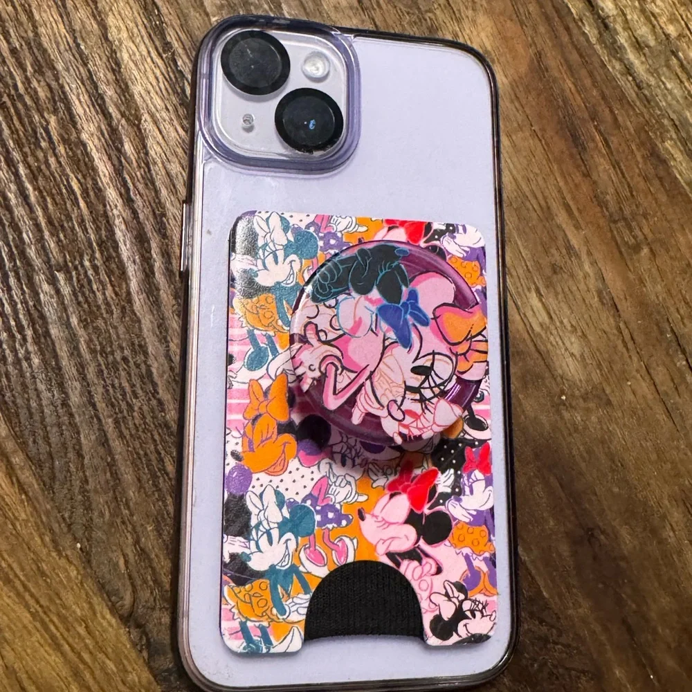Stylish Black and Purple Phone Case with Minnie Mouse Design